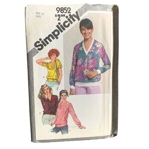 Simplicity 9852 Vintage 80s Sewing Pattern Women's Top Size 12 uncut